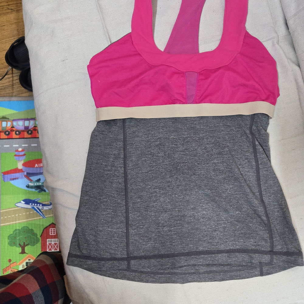 Pink and Gray Athletic Tank Top